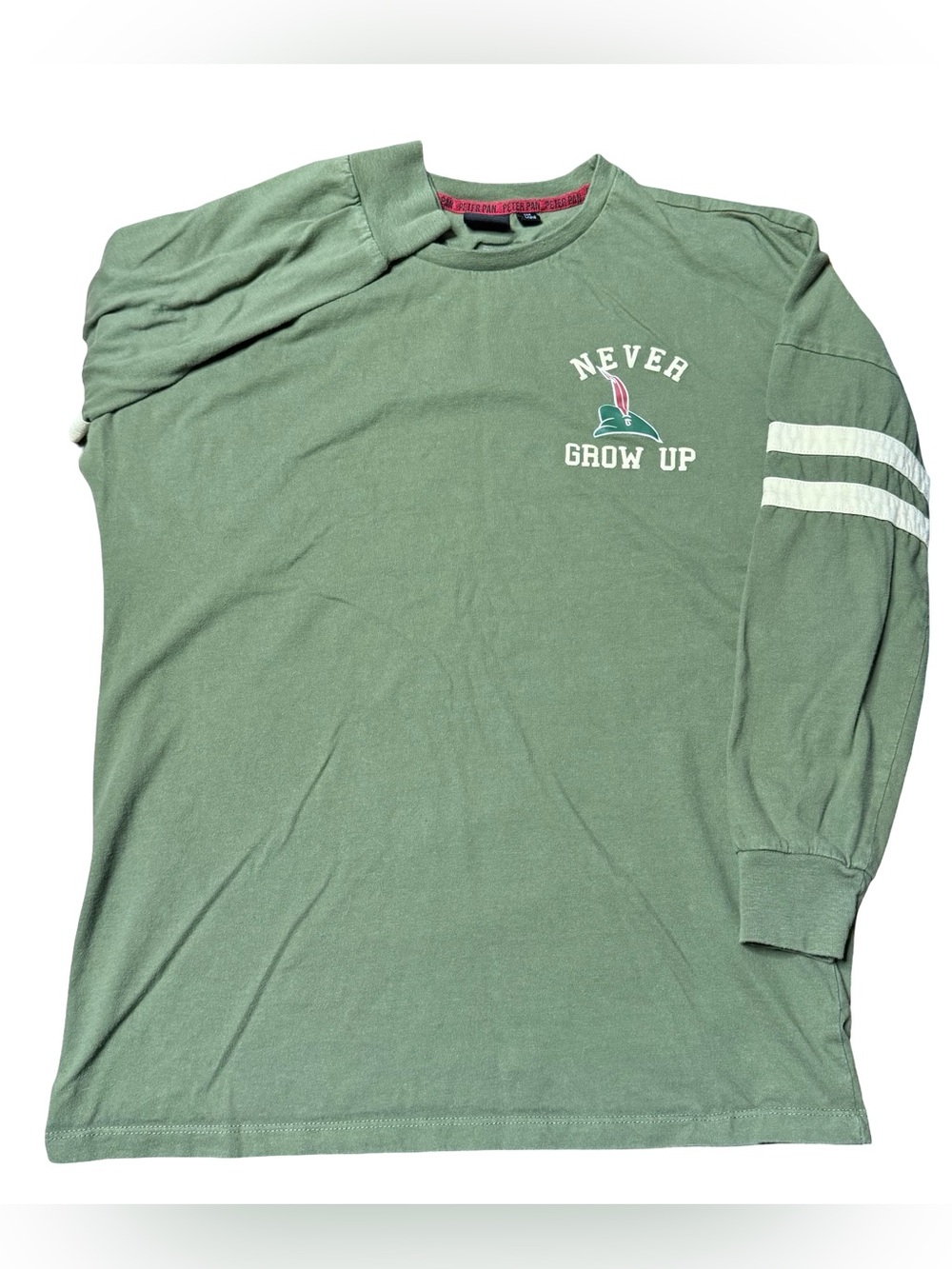 Disney Peter Pan Never Land Hype Spirit Jersey Long Sleeve Shirt Green Small - Picture 9 of 12